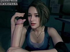 Can you handle Jill Valentine cosplay giving an uncensored hentai handjob?