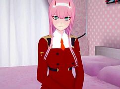 Zero Two在《Darling in the Franxx》免费POV中被猛干,3D卡通幻想!