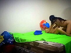 Stepmom, a sexy brunette, lets both stepsons drill her ass hard