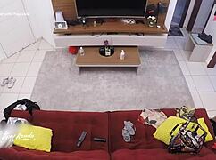 Trying on clothes in front of the delivery man i sucked him until he came on me