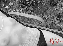 Milf Amateur Shows Wet Shirt in Outdoor Homemade Solo Scene