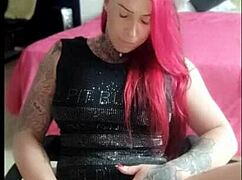 her boyfriend was out, so she fingered herself to orgasm alone