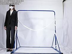 woman masturbating over rope, feeling ecstatic