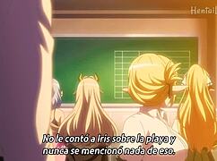 Linda Chica Rubia En La Playa Hentai features anime beach scene