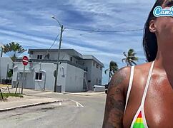 Big ass latinas ride electric trikes at public beach