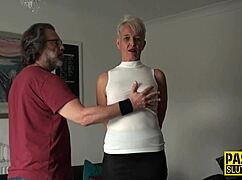 mature sub gets face fucked with big tits and squirting 😈