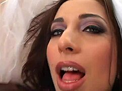 Can A Brunette In Wedding Veil And Latex Heels Handle This Cumshot?