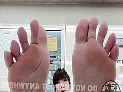 office setting with focus on feet fetish play