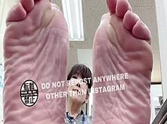 office setting with focus on feet fetish play