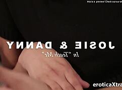 Josie engages in sensual foreplay with kissing