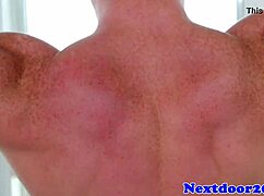 Muscular Redhead Gay Hunk Jerking Off