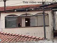 I licked my friend's pussy on the balcony naked