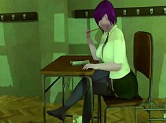raven stays after class for some naughty fun with her teacher in this hentai scene