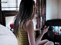 Kyler Quinn caught by step mom fingering, begs for family sex session.