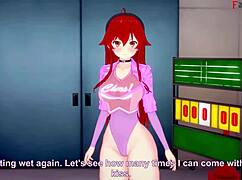 eris gave me a blowjob at the gym in this hentai