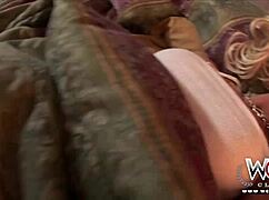 Naughty blonde housewife enjoys two black men at once