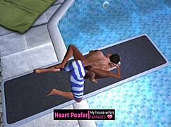 Erotic animation of a woman’s public pool adventure