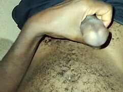 Gay man wanking solo with big hairy cock