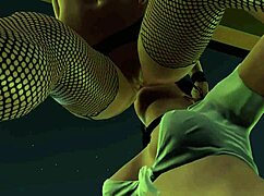 brunette lesbian uses strapon for pussy fingering