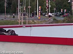 Very cute young 18+ girl risks public gangbang with teens 😏