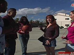 Three babes picked up for interracial orgy