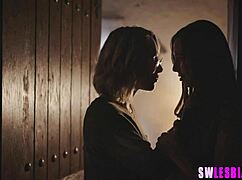 two girls with natural tits share a romantic college moment