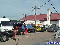 Nudist Eurobabe teases mechanicss, and it's so hottt!
