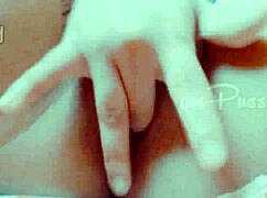 Close up of an amateur's shaved pussy while she self-pleasure