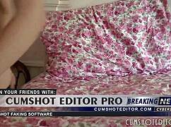 Young camgirl teasingly stuffs her tight pussy with a hairbrush on webcam