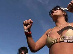 Tits licking cream pie contest with college students during spring break
