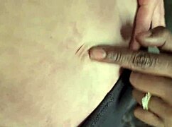 Comparing Dark Navel with Skinny White Milf's Outie in Extreme Close-Up