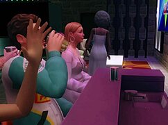 Gangbang at Bowling Alley with Closeup Blowjobs, Cunnilingus, Facials, Cumshots on Perky Tits