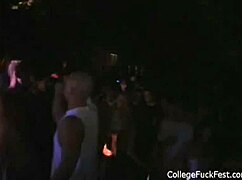 Amateur coeds compete in wet T-shirt contest and engage in hardcore sex