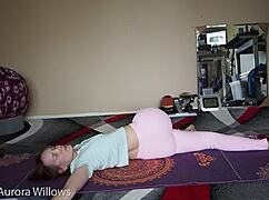 Amateur yoga instructor gives a hot workout