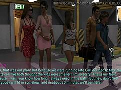 A wife and stepmother play a steamy game with big tits on display.