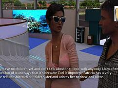A wife and stepmother play a steamy game with big tits on display.
