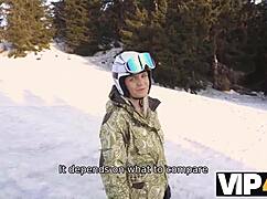 Ski resort encounter with a European beauty and her lover
