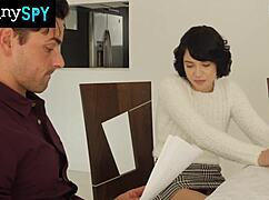 Brunette nanny gets fired after giving blowjob and analingus to the father of her charge