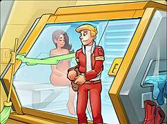 Monster of a woman in a hot sauna in a cartoon porn video