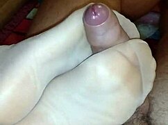 Beautiful toes in sexy stockings and pantyhose get a good massage