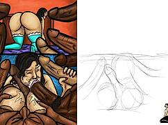 latin milf deepthroats huge black dicks in wild hentai scene. what a twist!