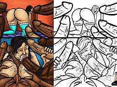 latin milf deepthroats huge black dicks in wild hentai scene. what a twist!