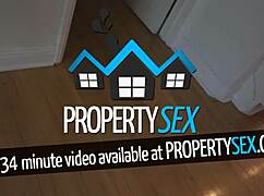 PropertySex agent, a stunning blonde, seduces homeowner in tight dress for a deal.