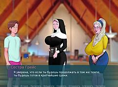Comic sex game with big tits and big ass cowgirl position