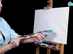 大奶熟女瑞恩·基利扮鲍勃·罗斯画画湿透骚逼