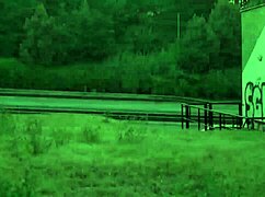 Wow, tall girl gets fucked by two big dicks on street