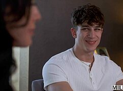 Hey, this milfy stunner Jennifer can't resist a young actor's cock.