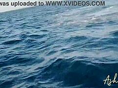 She escaped the city on a jet ski to the beach, where her tight pussy gets filled with cum.