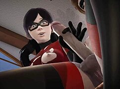 Incredibles Double Futa Action! Violet Parr Creampied by Helen in Wild 3D Porn!