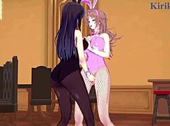 哇！Sagiri Sakurai、Setsuko Ohara和Excellen Browning在《超级机器人大战》Hentai中玩疯狂女同！